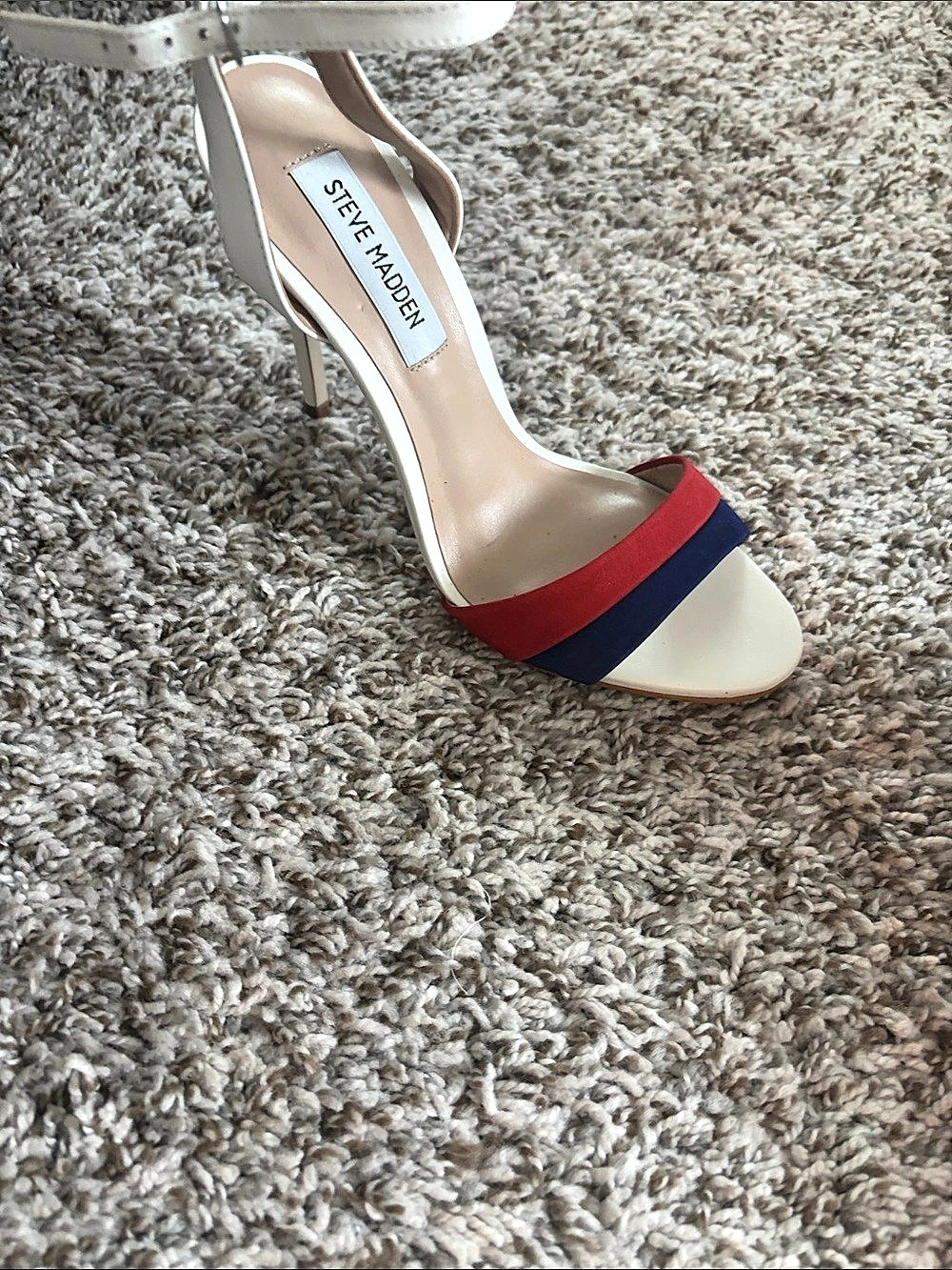 Steve Madden Wess Multi Color Block Heels White & Red